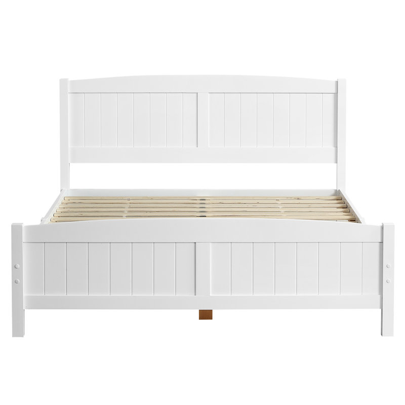 Heffron Solid Wood Bed, White, Queen