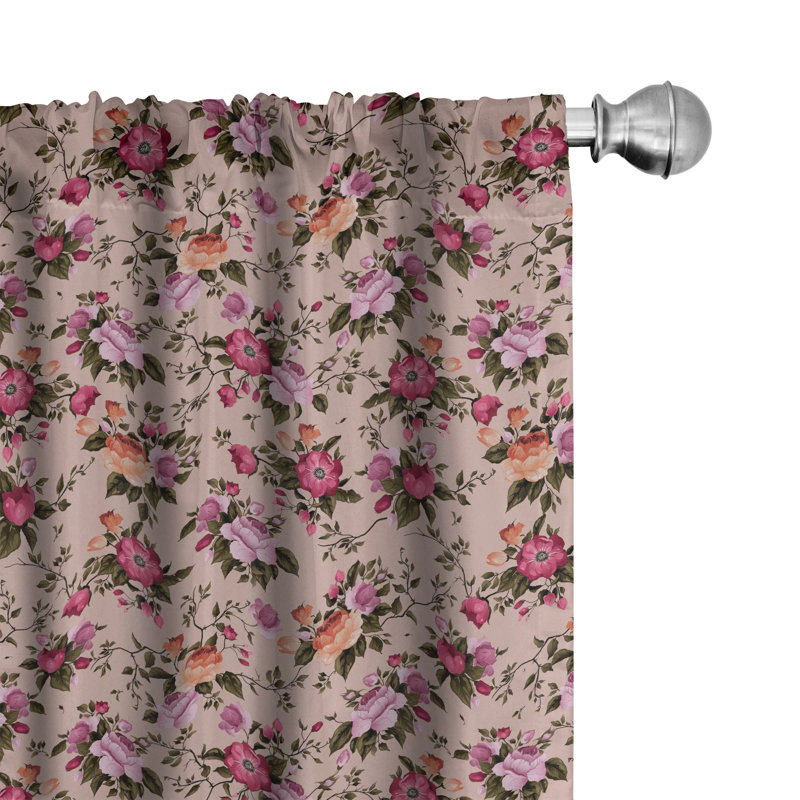 Flower Semi-Sheer Rod Pocket Curtain Panels, 28" x 95"