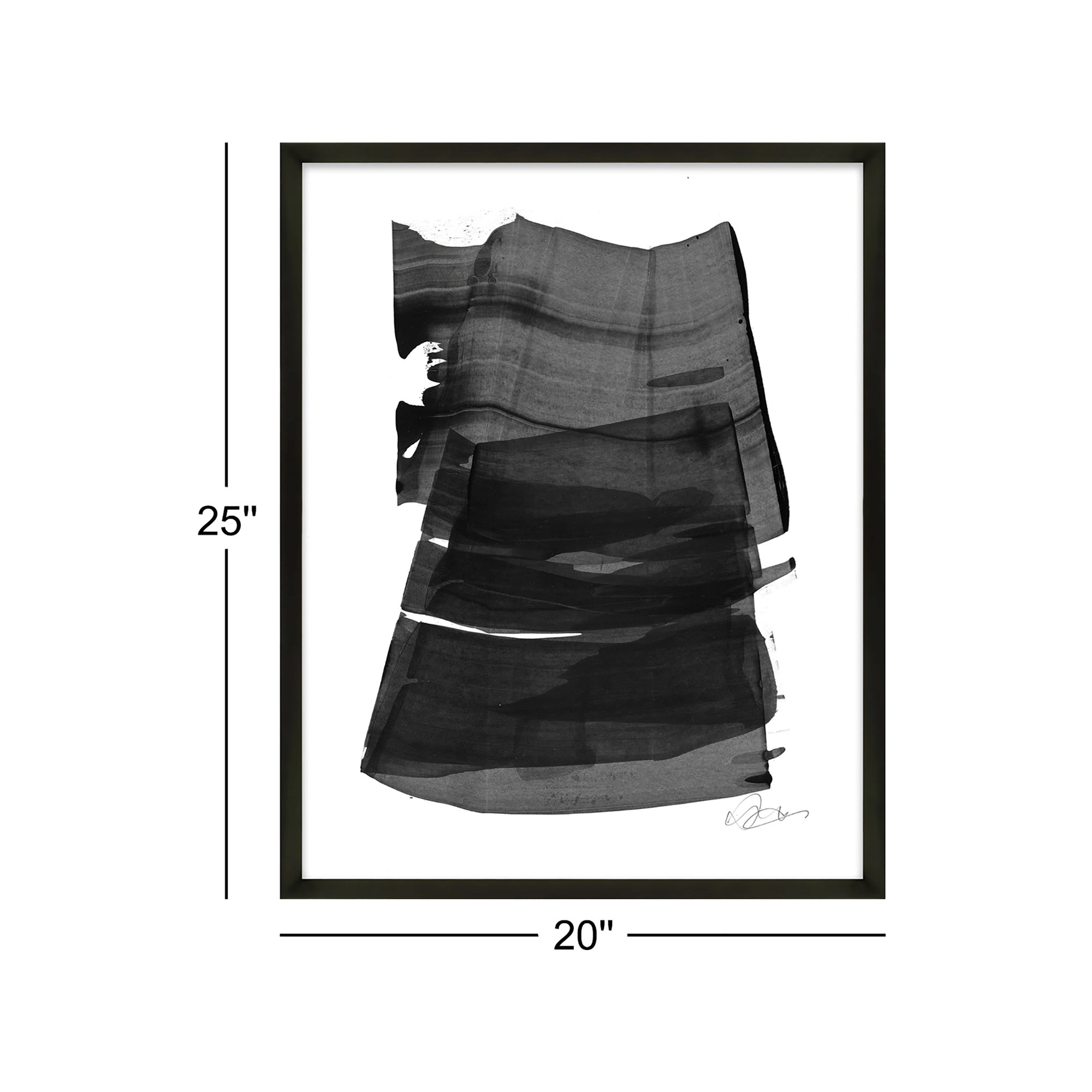Brushstroke 2 by Jacques Pilon, 25" H x 20" W x 1.25" D, Black