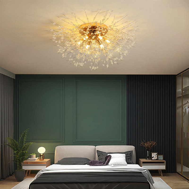 Alixa 50cm 6-Light Semi Flush Mount Crystal Ceiling Light, Gold