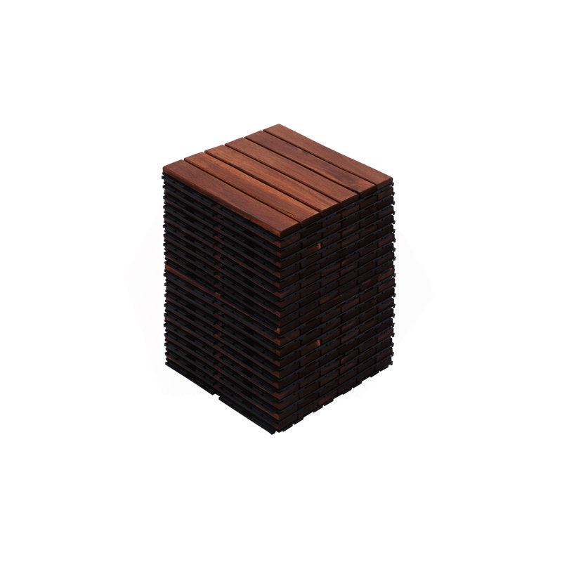 20 tuiles de terrasse emboîtables à motif rayé, Brun