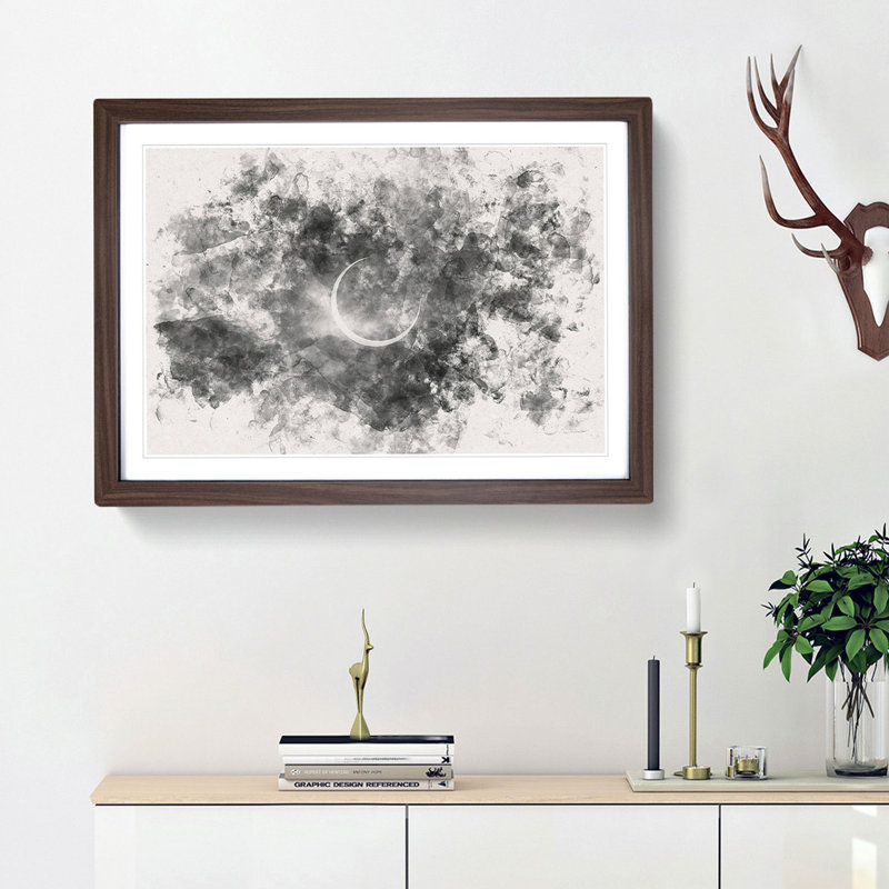 Eclipse Of The Moon - Picture Frame Painting, 36cm H x 48cm W x 2cm D, Walnut Framed