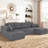 Spacious U-shaped Sectionals, Modern Corduroy Sleeper, Dark Gray