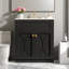 30'' Modern Freestanding Bathroom Vanity With Ceramic Sink, Pull-out Storage Rack And Exquisite Gold Square Metal Handle
