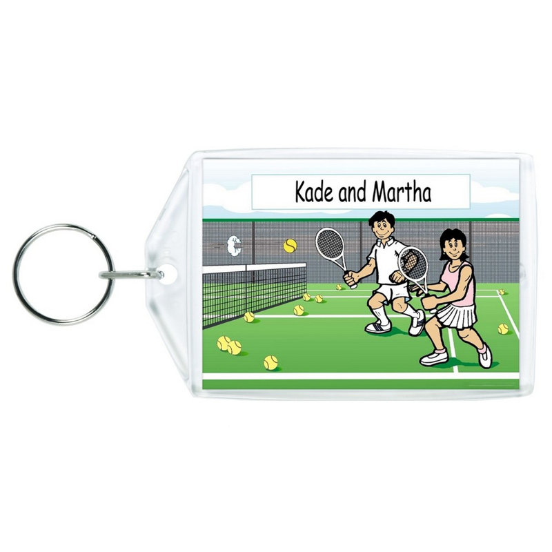 Porte-clés acrylique personnalisé Couple de tennis