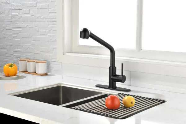 Robinets de cuisine avec douchette extractible, robinet d'évier de cuisine à poignée simple avec douchette extractible