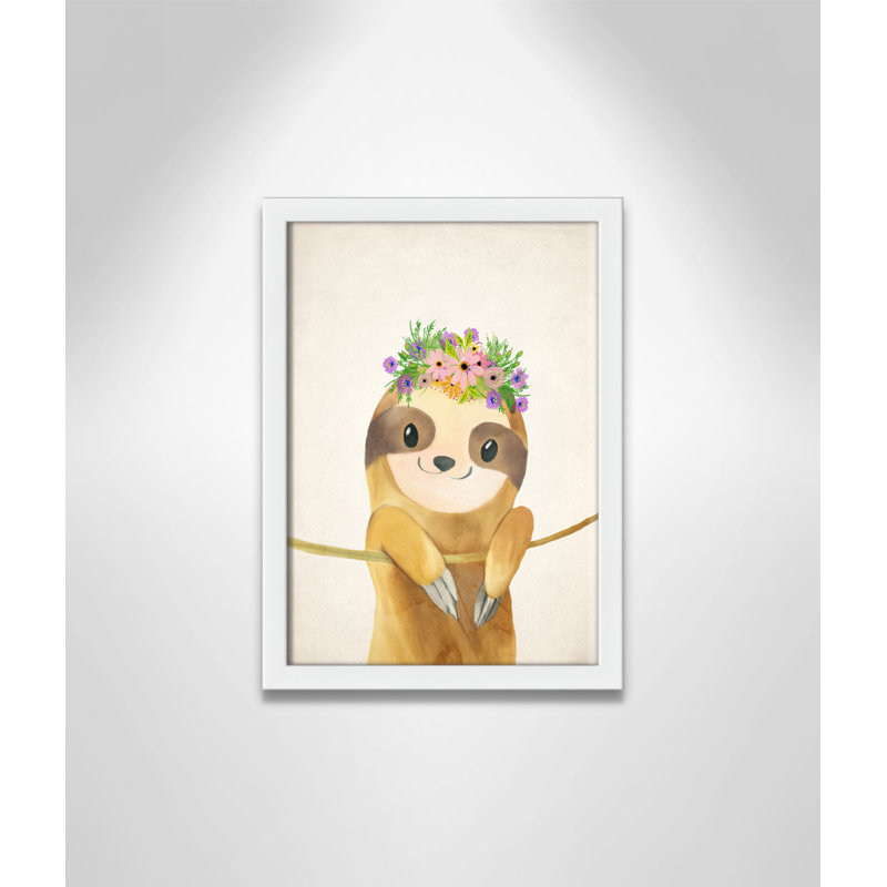 Sloth floral 1, H 15 po x l 11 po x P 1,19 po, Encadré de boîte blanc