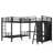 L-Shaped Triple Bunk Bed with Desk & Wardrobe, Twin XL over Twin XL with Full Loft, Space-Saving Metal Frame, No Box Spring, Black