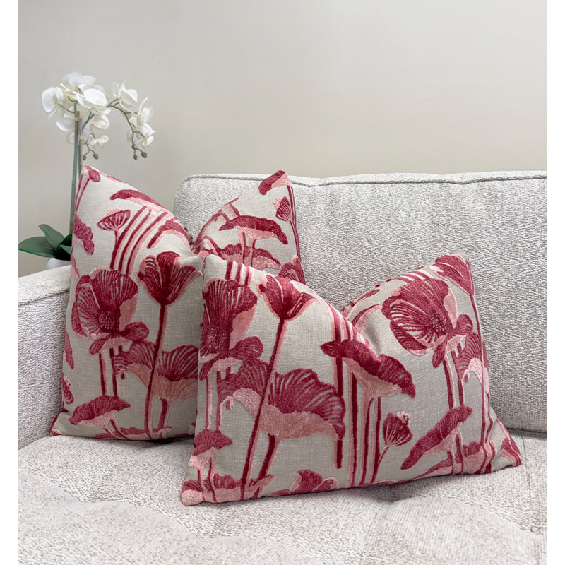 Housse de coussin en velours floral, Primrose, 20 x 20 po
