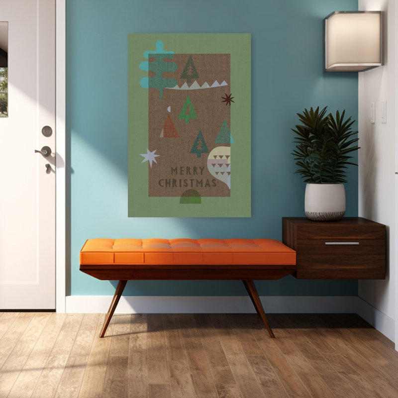 Merry Christmas Trees, abstrait géométrique, arbre de Noël moderne, paysage d'hiver, reproduction d'art, 48" H x 32" W