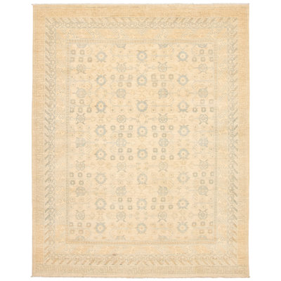 Tapis unique en laine noué à la main de style ivoire de style nouvel âge 18 / 20ème de 7 pi 11 po x 9 pi 10 po