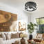 Craspedia 2-Light Black Farmhouse Flush Mount with Drum Metal Cage Shade