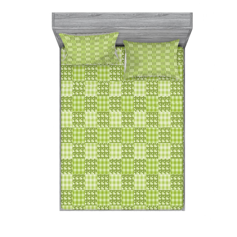 Microfiber Patchwork Sheet Set, Full/Double Sheet Set with Fitted Sheet