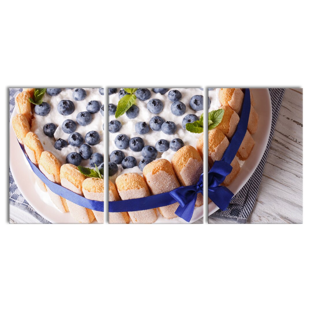 3-tlg. Leinwandbilder-Set Delicious Blueberry Pie