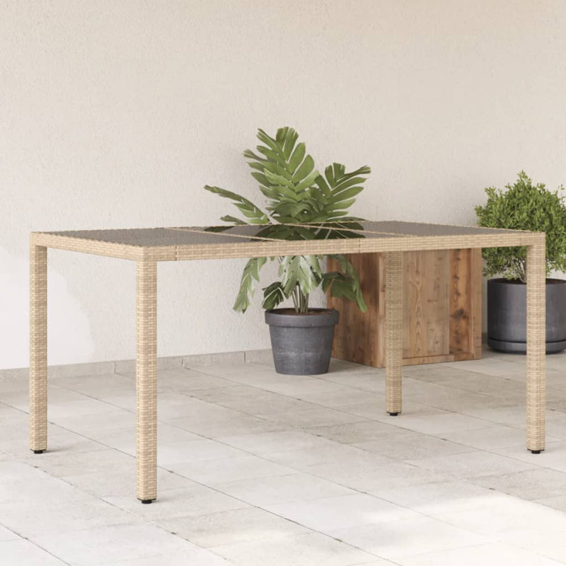 Parvathy Rectangular Outdoor Dining Table , 150cm cm W 90cm cm D, Beige