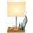 Desk Lamp With 3 USB Charging Ports, Table Lamp With 2AC Outlets And 3 Phone Stands, Nightstand Bedside Lamp With Natural Wooden Base And Cream Linen Shade