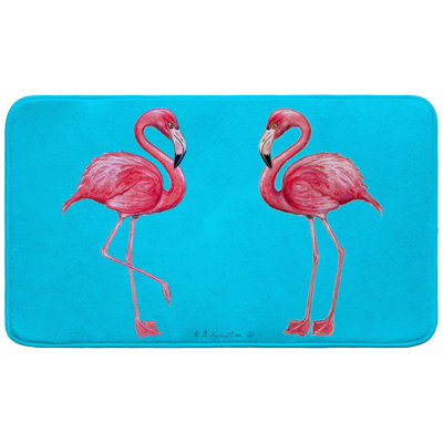 Flamingos on Teal Bath Mat