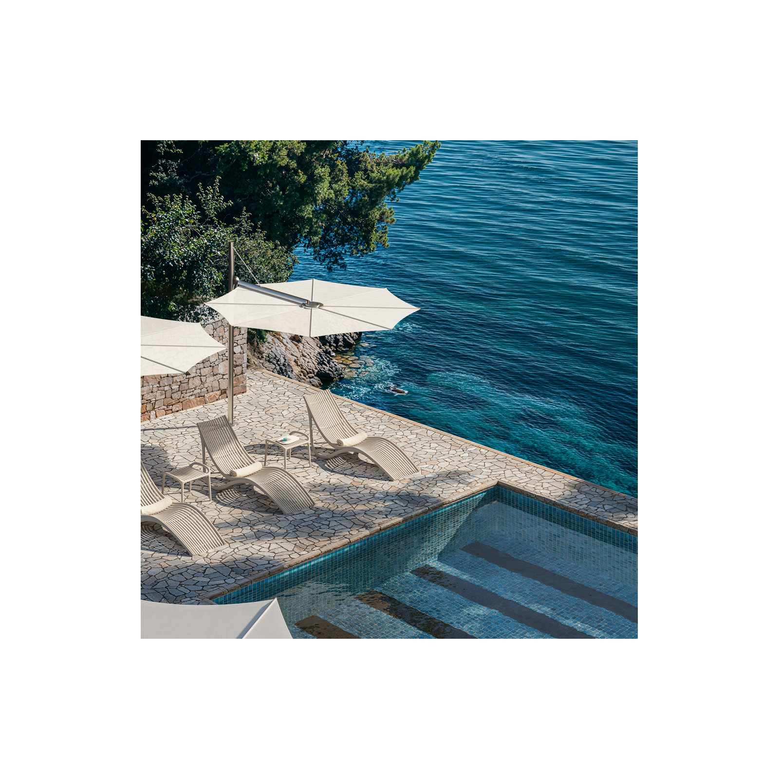 Ibiza Plastic Outdoor Chaise Lounge, Ecru