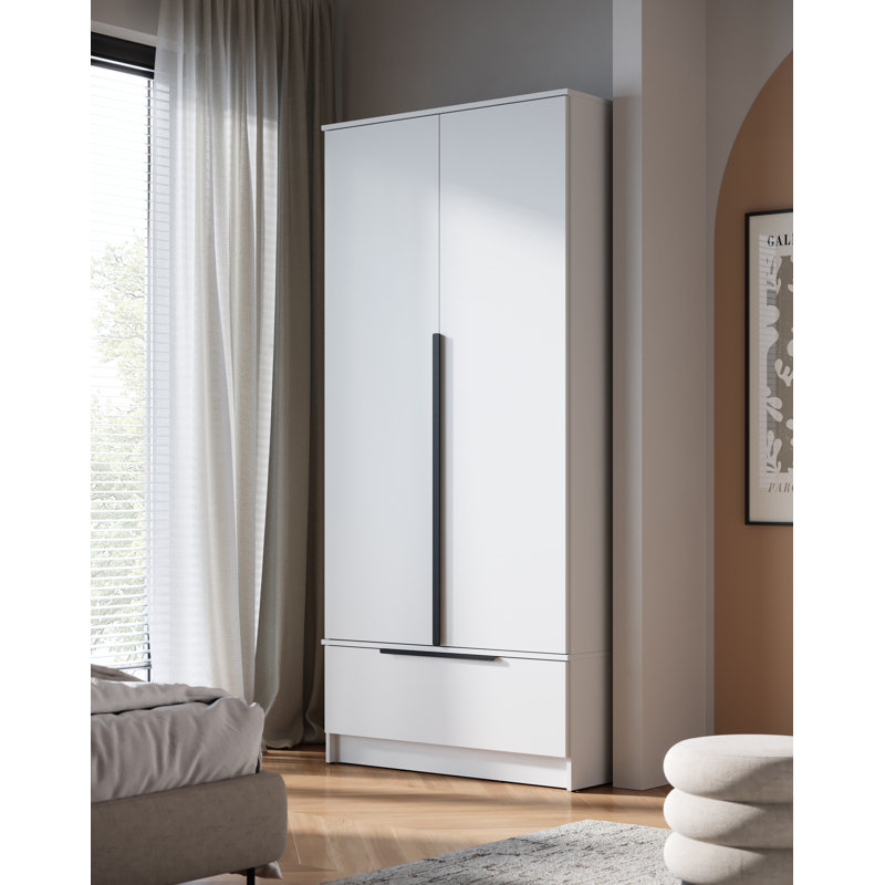 2 Door Wardrobe, White Matt