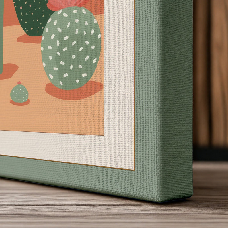 Desert Cacti Landscape Minimalist - Wrapped Canvas, 24x16 - 61.0 x 40.6 cm, Sage Border