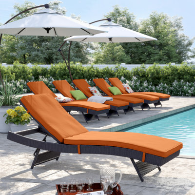 Convene Wicker Rattan Outdoor Patio Chaise Lounge Chairs in Espresso by Modway