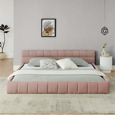 Structure de lit rembourrée avec tête de lit, lit plateforme confortable pour un sommeil paisible, conception simple et moderne