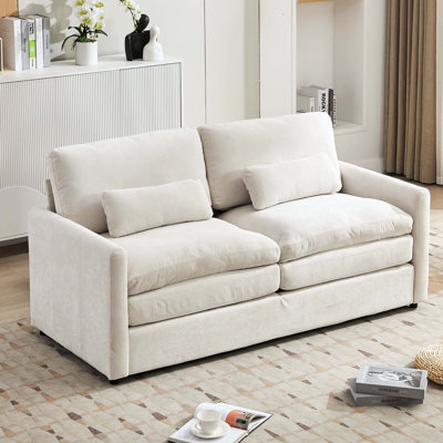 Cozy Upholstered Loveseat Sofa, Oversized Comfy Cloud Sofa, Double Cushion Loveseat with Plush Cushion for Living Room