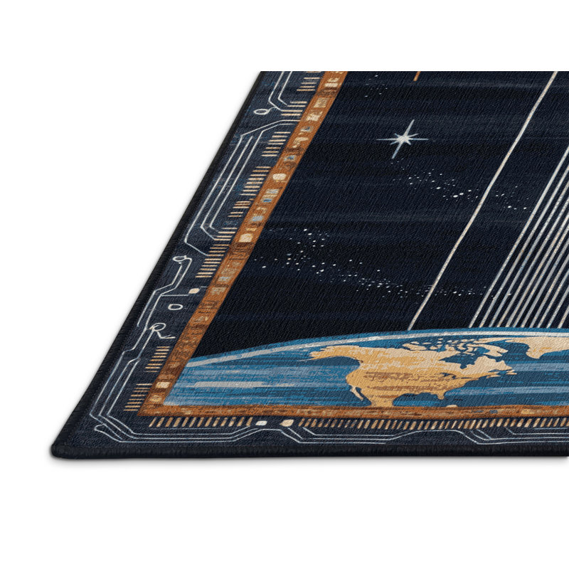 Tapis gris lavable à la machine, Rond 4 pi
