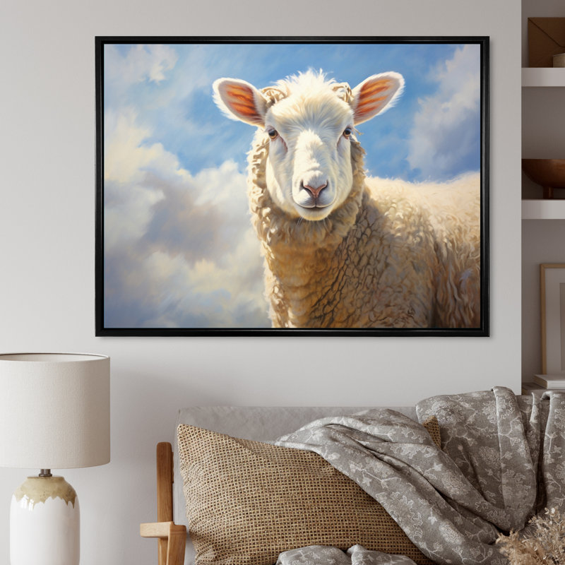 Portrait de mouton I - impression, H 12 po x l 20 po x P 1 po, Cadre flottant noir