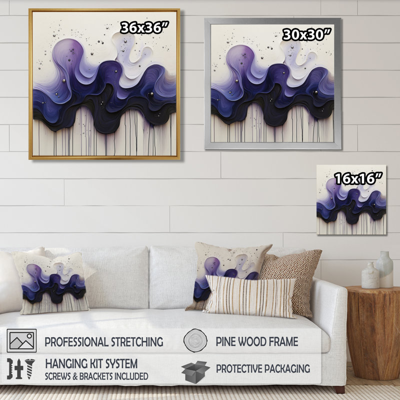 Rhénanie bruine de lavande liquide Dreams II - goutte d'art mural, décoration murale, H 16 po x l 16 po, Blanc