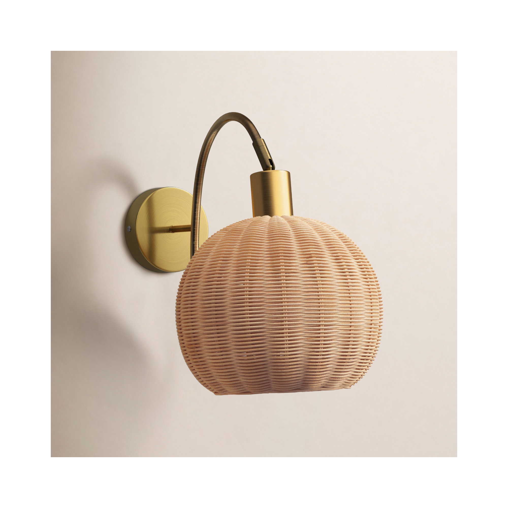 Dermott Single Light Rattan Dimmable Armed Sconce
