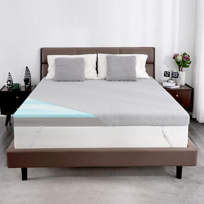  Firm Mattress Topper Twin, Memory Foam Mattress Topper Cooling Gel Charcoal Bed Topper For Pain Relief, High Density Firm Mattress Pad With Removable Cover