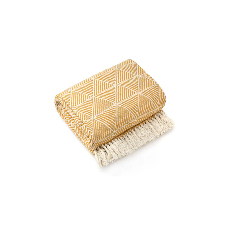  Zahra Blanket/Throw For Sofa Chair Bed Ochre, Yellow, 150cm x 130cm