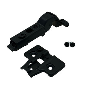Ensemble de 6 charnières de porte d'armoire en aluminium + plaques croisées charnière à fermeture en douceur sans clip 3D sur demi-recouvrement noir mat