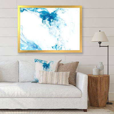 Vague bleue liquide sur blanc I - Peinture sur toile