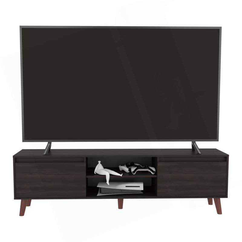 Meuble télé Elaine H 20,4 po, 2 portes, 2 tablettes, wengé noir - salon