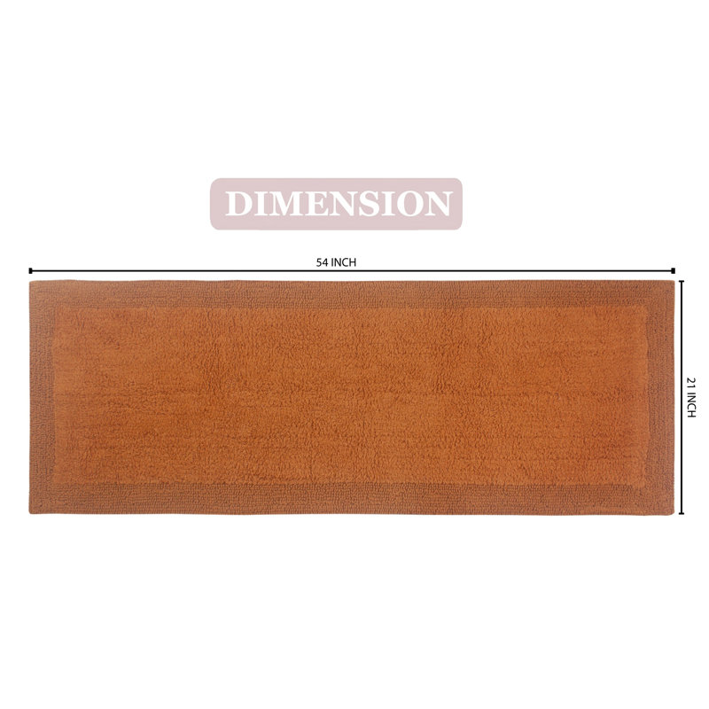 Bruss Luxury Solid Color Bath Rug Reversible, Terracotta, 21" W x 54" L