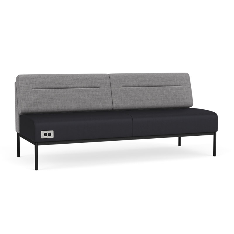 Canapé Darsey, Avec alimentation, Gris chambray; noir Patriot Plus, Noir
