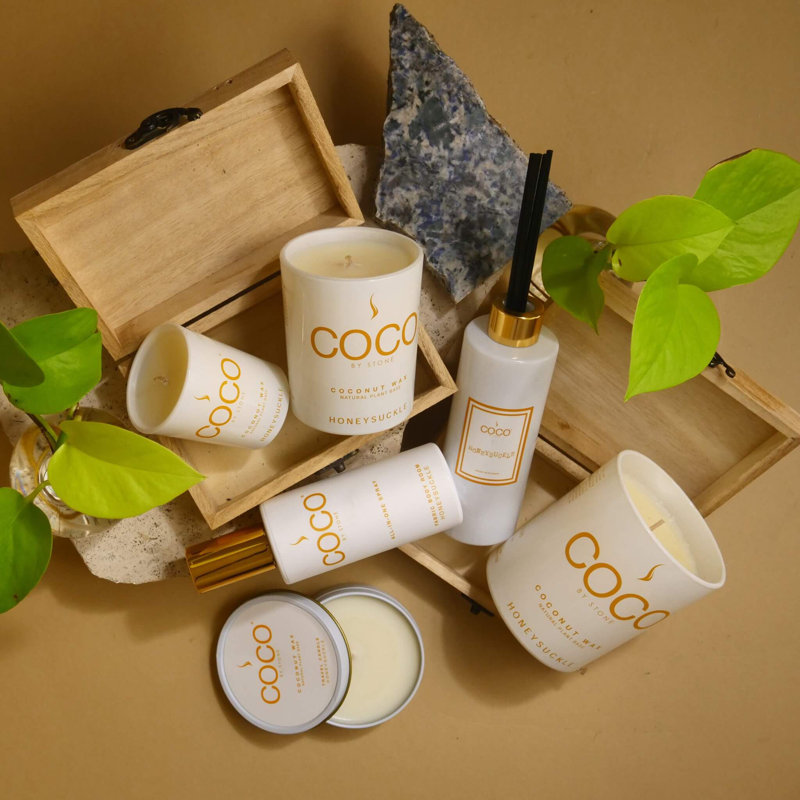 Bougie en cire de chèvrefeuille et abricot, Pot de 11 oz