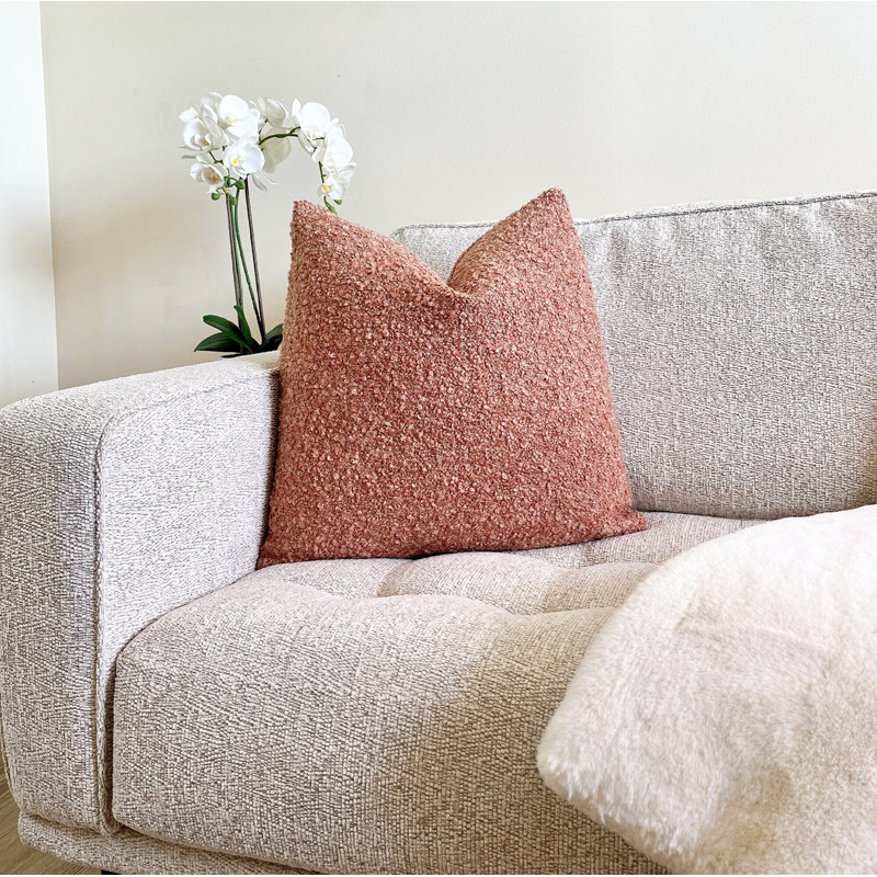 Housse de coussin Bouclé, Rose, H 22 po x l 22 po