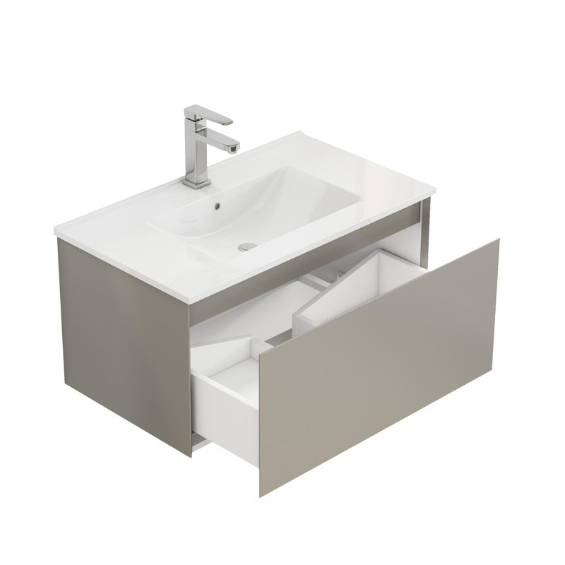Meuble-lavabo mural 32 po, Gris