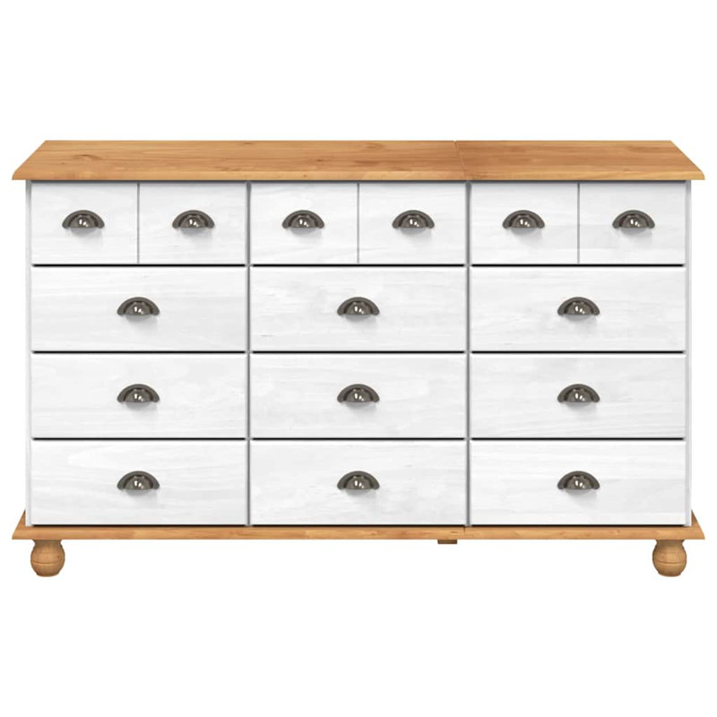 Chest of Drawer with Drawer with Storage ASKIM Solid Pine Wood, White