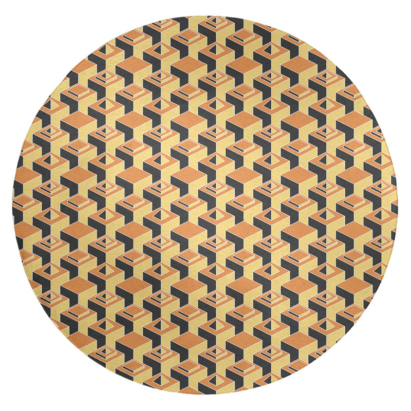 Chenille Geometric Indoor Rug, Round 5'