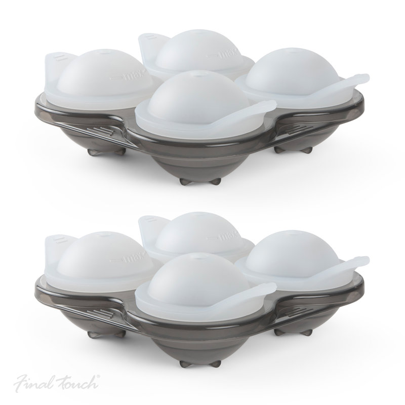 Silicone 4 Ice Ball Cube Tray - Set Of 2