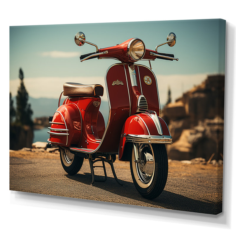 Retro Scooter Adventure sur impression sur toile, Toile tendue, 12" H x 20" W