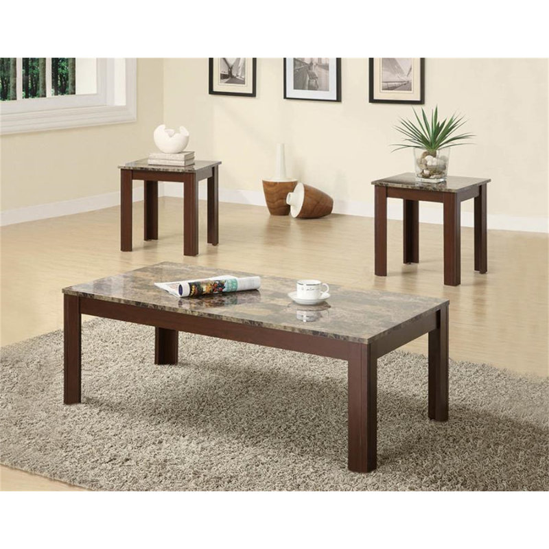 Ensemble de tables basses 3 pièces Cristobal, Brun, Brun