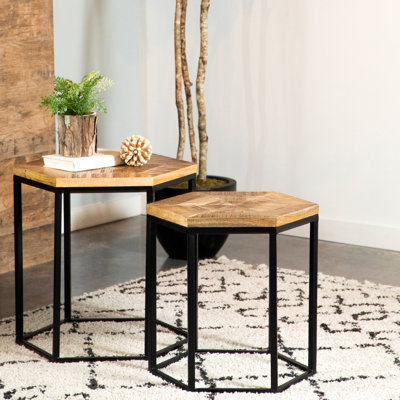 Zaelek Solid Wood Top Nesting Tables