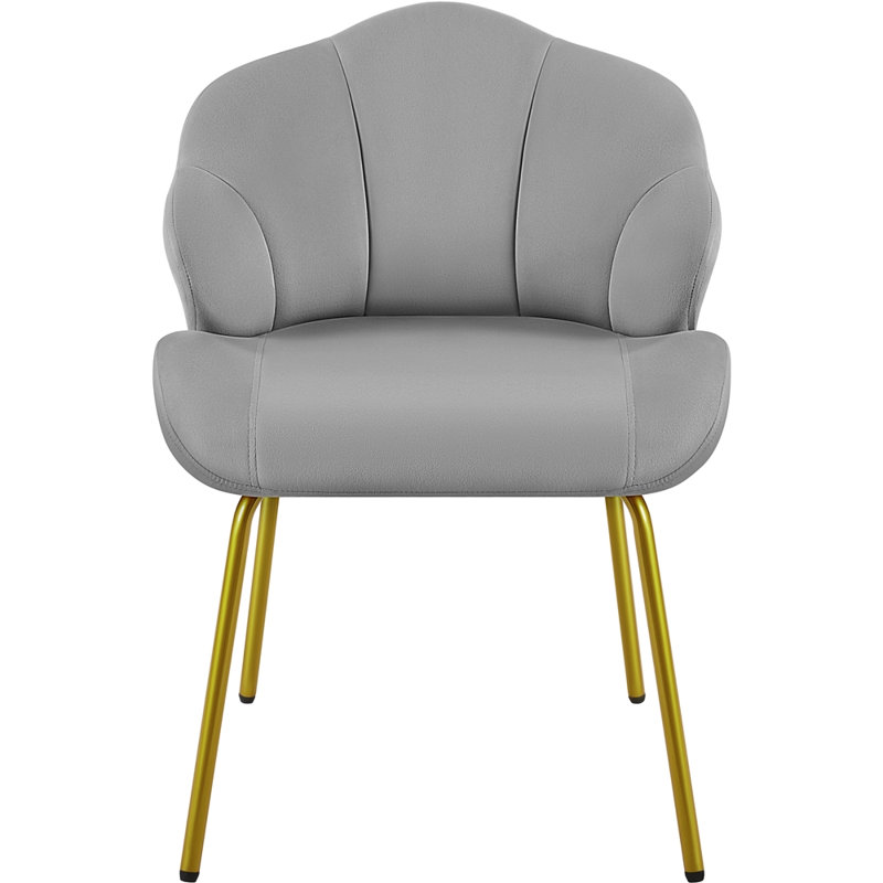 Aaliyiah Contemporary and Classic Velvet Accent Chair Backrest Tub Chair, Light Grey