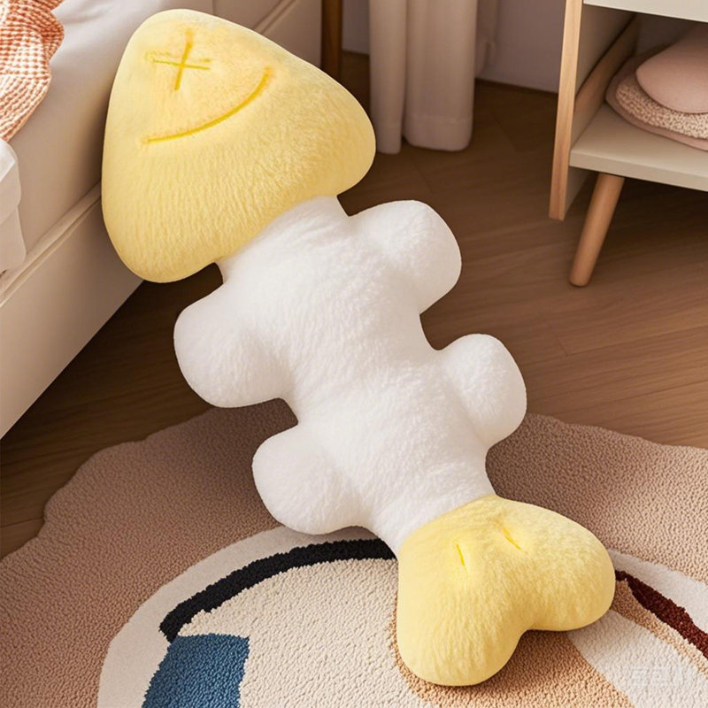 Coussin à poils longs Fishbone, H 37,4 po x l 9,8 po, Jaune