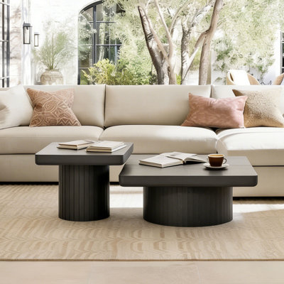 2-piece Modern Wood Coffee Table Set For The Living Room — Versatile Nesting Tables (includes Center Table And Side Table)